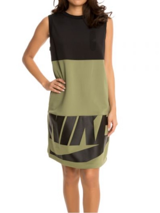 Nike Dresses & Skirts - Nike "Irrelevant" Logo Green/Black Color Block Sleeveless Shift Dress Size Small